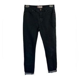 Free People Black Cuffed Hem Skinny Jeans Soft Stretch 5-Pocket Womens Sz 24